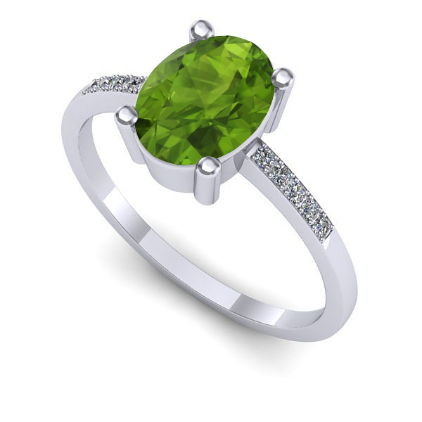 Inel logodna din aur alb cu peridot