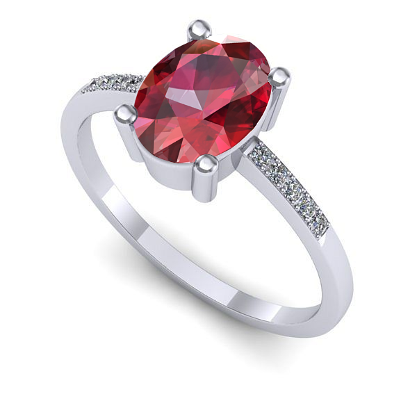 Inel logodna din aur alb cu rubin