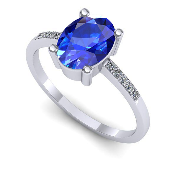 Inel de logodna din aur alb cu safir