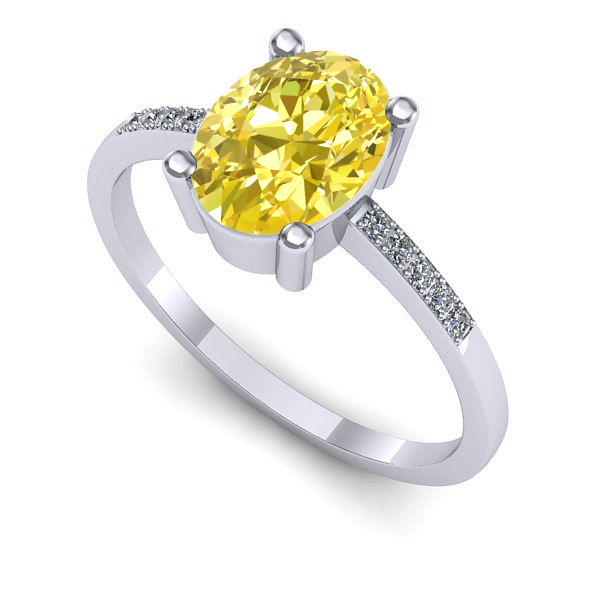 Inel de logodna din aur alb cu safir galben