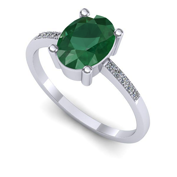 Inel din aur alb cu smarald