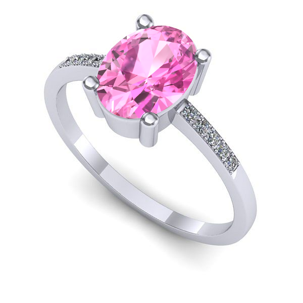 Inel de logodna din aur alb cu safir roz