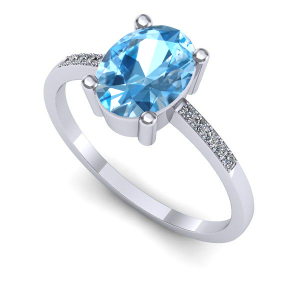 Inel din aur alb cu topaz blue