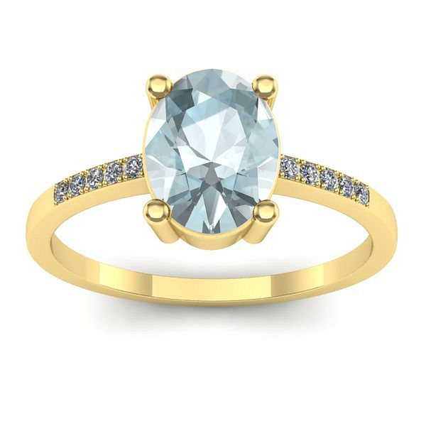 Inel logodna cu aquamarin oval
