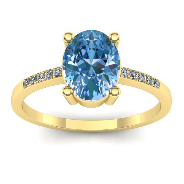 Inel cu diamant de laborator albastru oval