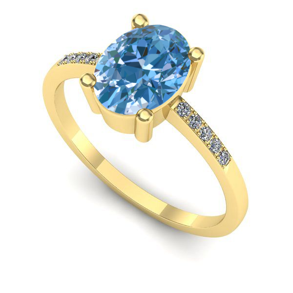 Inel din aur galben cu diamant de laborator albastru