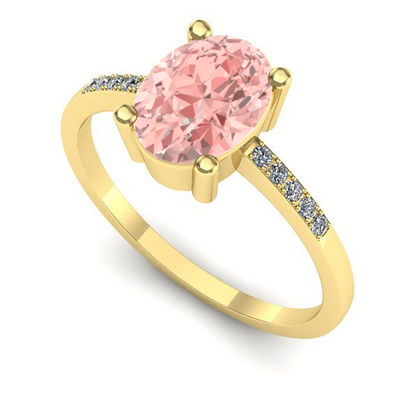 Inel de logodna din aur galben cu diamant de laborator roz