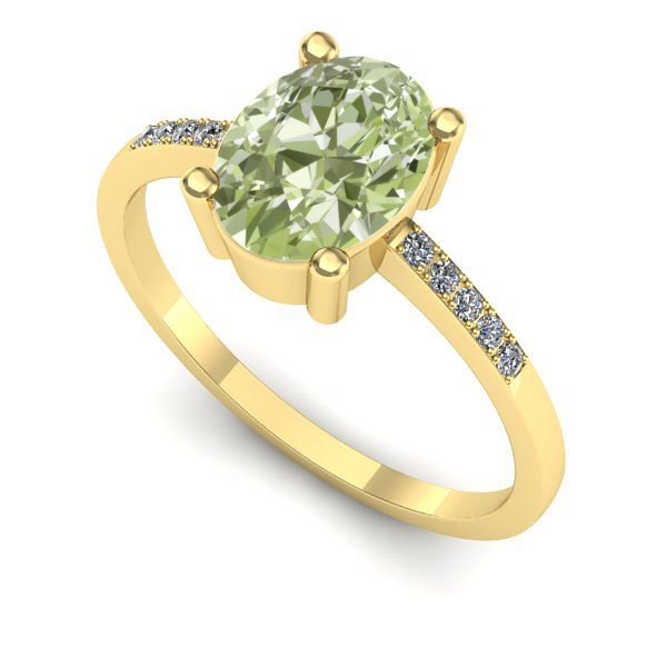 Inel din aur galben cu diamant de laborator verde