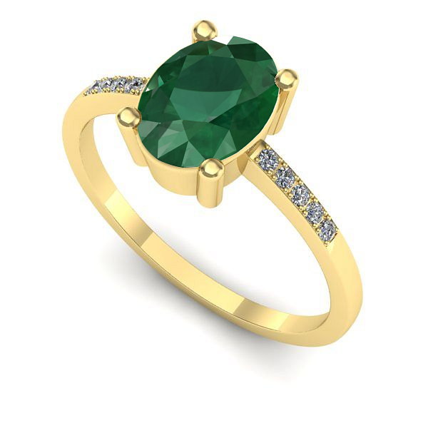 Inel de logodna din aur galben cu smarald