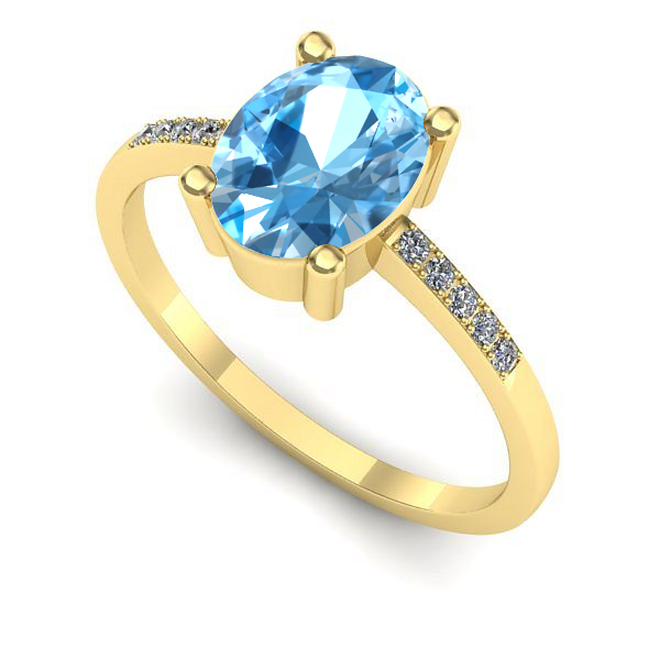 Inel din aur galben cu topaz blue