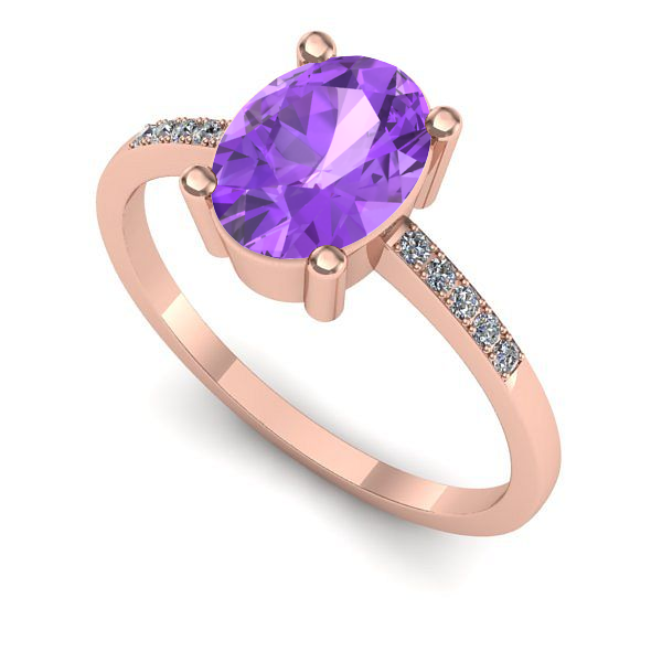 Inel logodna din aur roz cu ametist