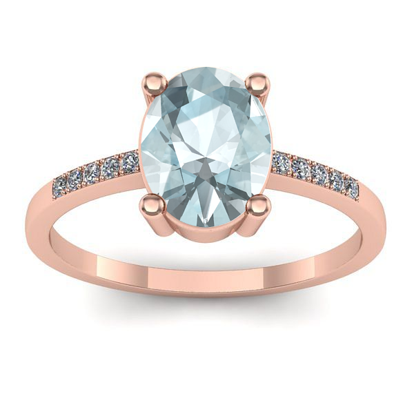 Inel de logodna cu aquamarin oval