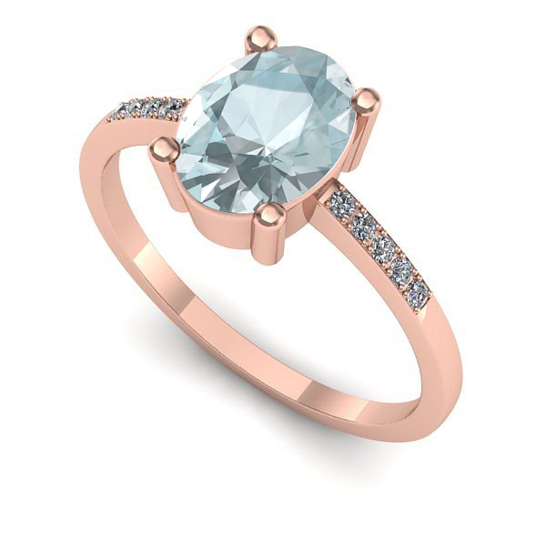 Inel din aur roz cu aquamarin