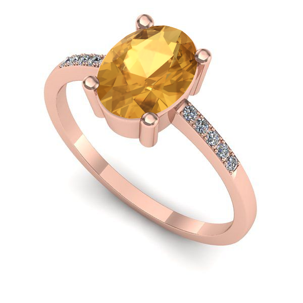 Inel logodna din aur roz cu citrin