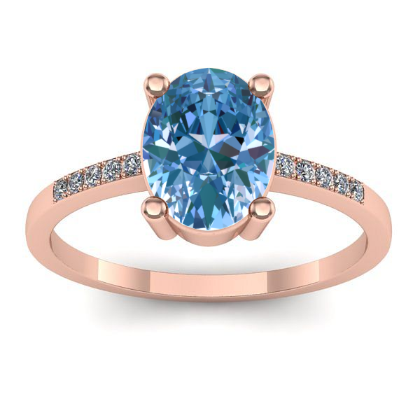 Inel de logodna cu diamant de laborator albastru oval