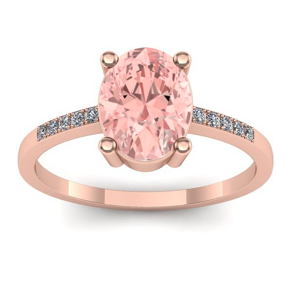 Inel cu diamant de laborator roz oval