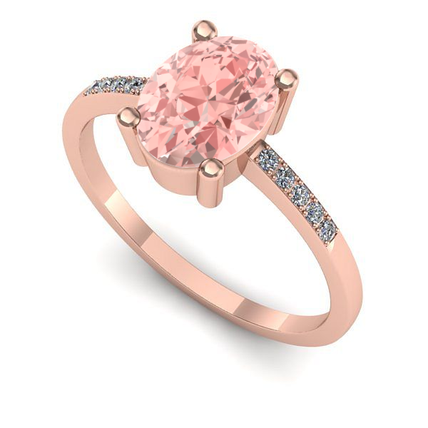 Inel de logodna din aur roz cu diamant de laborator roz