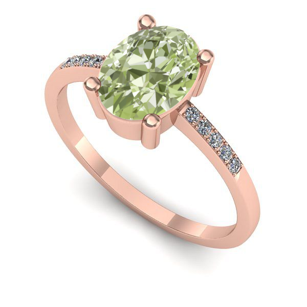 Inel din aur roz cu diamant de laborator verde