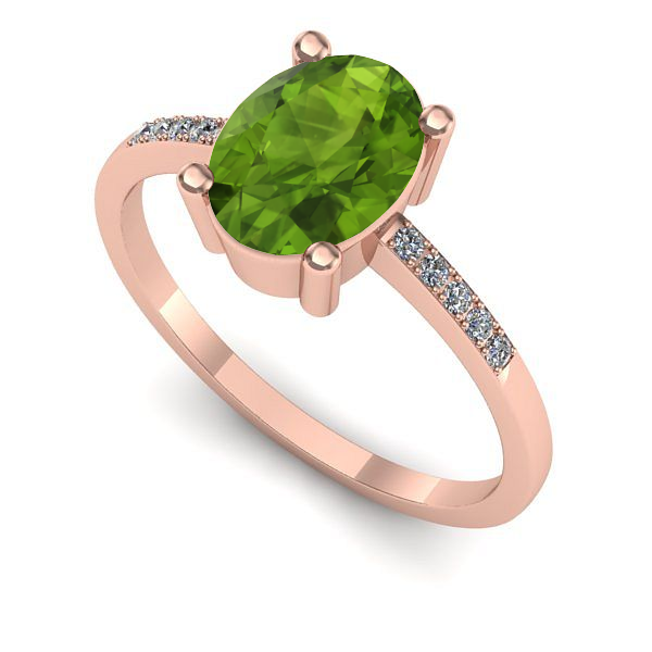 Inel logodna din aur roz cu peridot