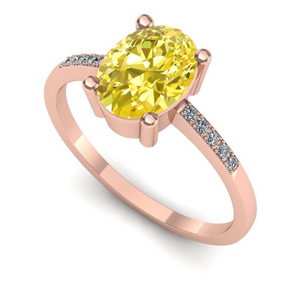 Inel din aur roz cu safir galben