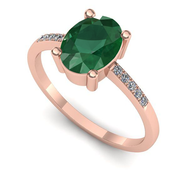 Inel logodna din aur roz cu smarald