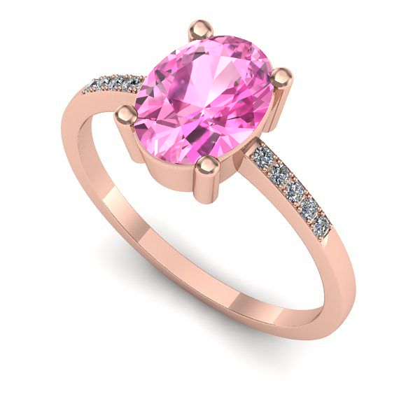 Inel logodna din aur roz cu safir roz