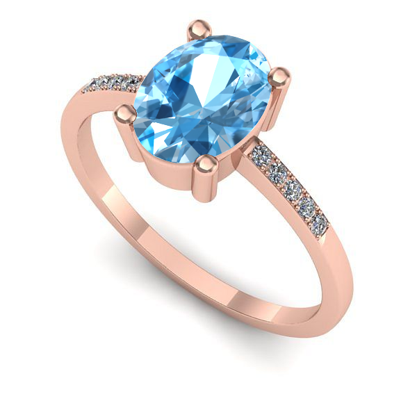 Inel logodna din aur roz cu topaz blue