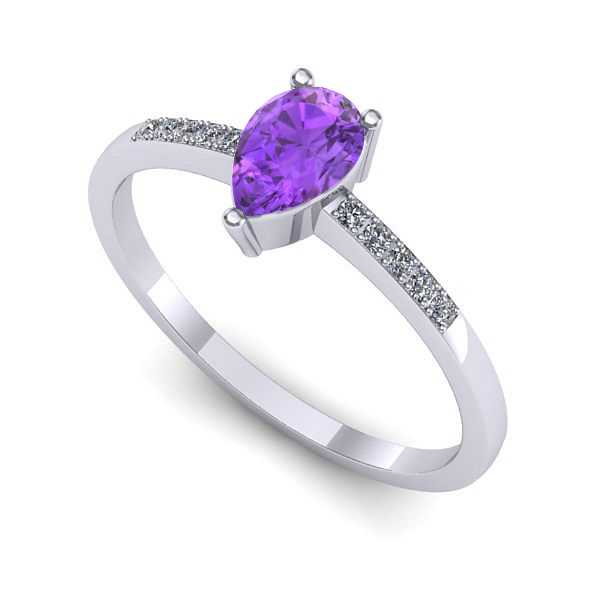 Inel din aur alb cu ametist