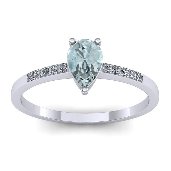 Inel de logodna cu aquamarin lacrima