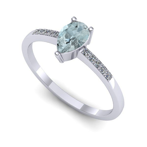 Inel din aur alb cu aquamarin