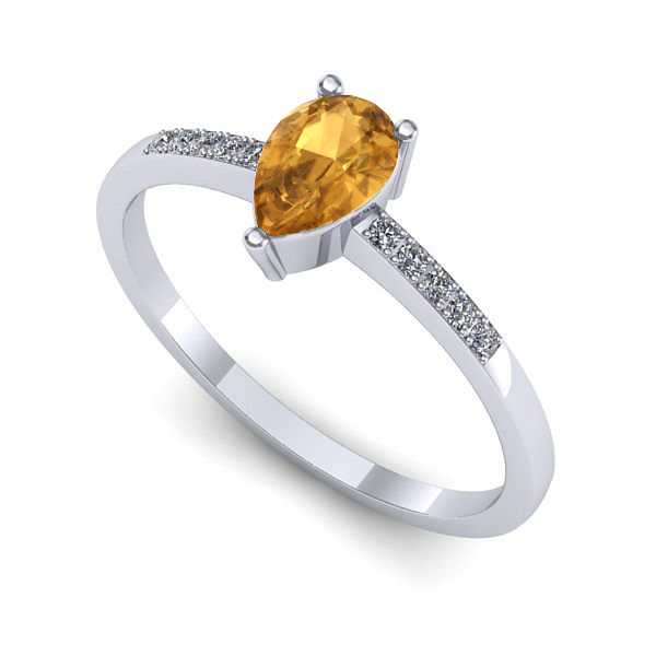 Inel din aur alb cu citrin