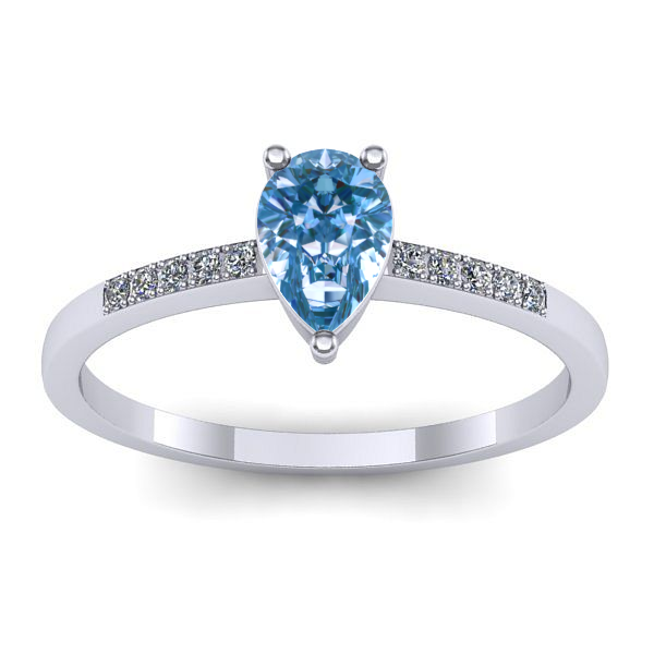 Inel logodna cu diamant de laborator albastru lacrima