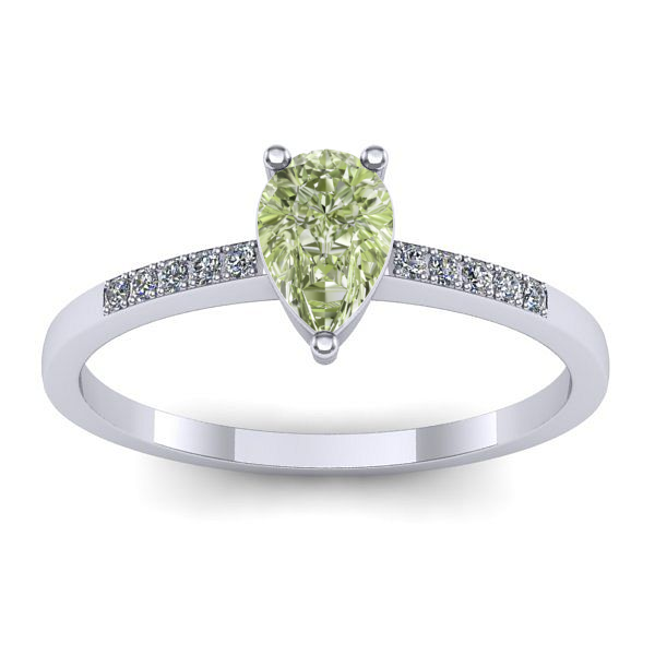 Inel cu diamant de laborator verde lacrima