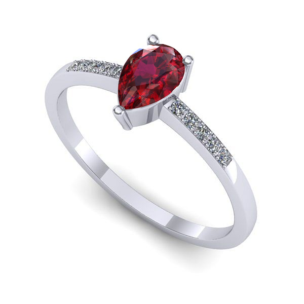 Inel din aur alb cu rubin