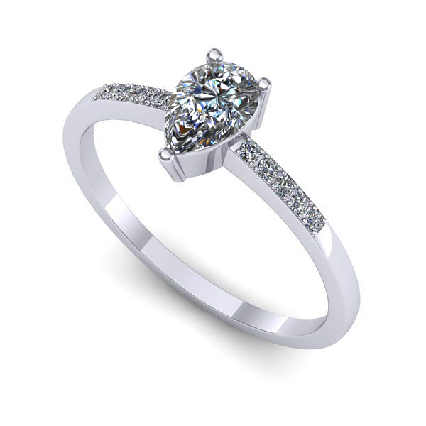 Inel logodna din aur alb cu safir alb