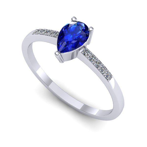 Inel de logodna din aur alb cu safir