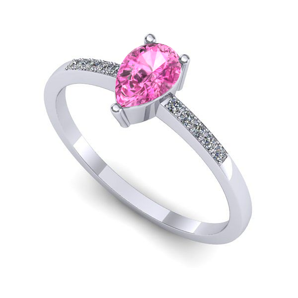 Inel de logodna din aur alb cu safir roz