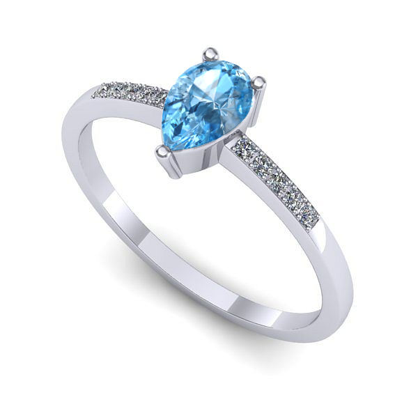 Inel de logodna din aur alb cu topaz blue