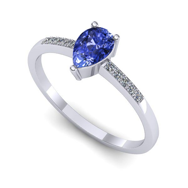 Inel de logodna din aur alb cu tanzanit