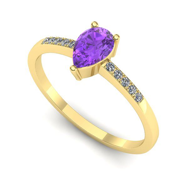 Inel de logodna din aur galben cu ametist
