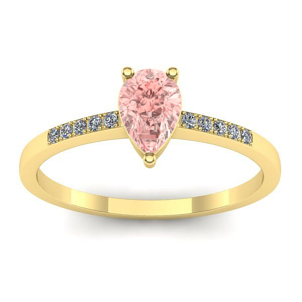 Inel cu diamant de laborator roz lacrima