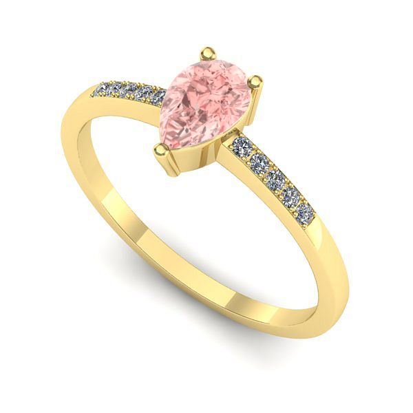 Inel logodna din aur galben cu diamant de laborator roz