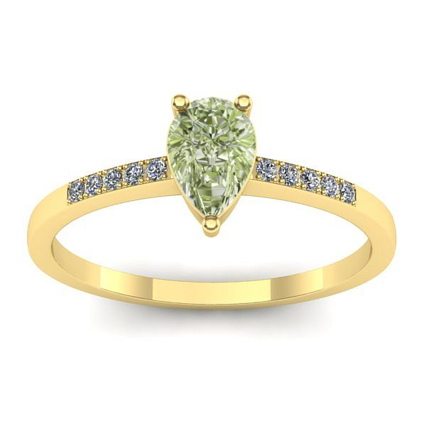 Inel cu diamant de laborator verde lacrima
