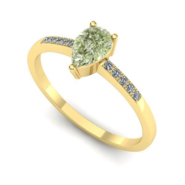 Inel de logodna din aur galben cu diamant de laborator verde