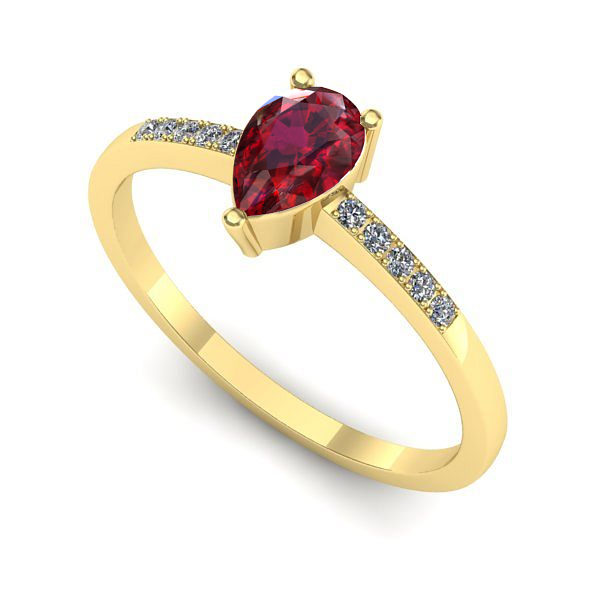 Inel logodna din aur galben cu rubin