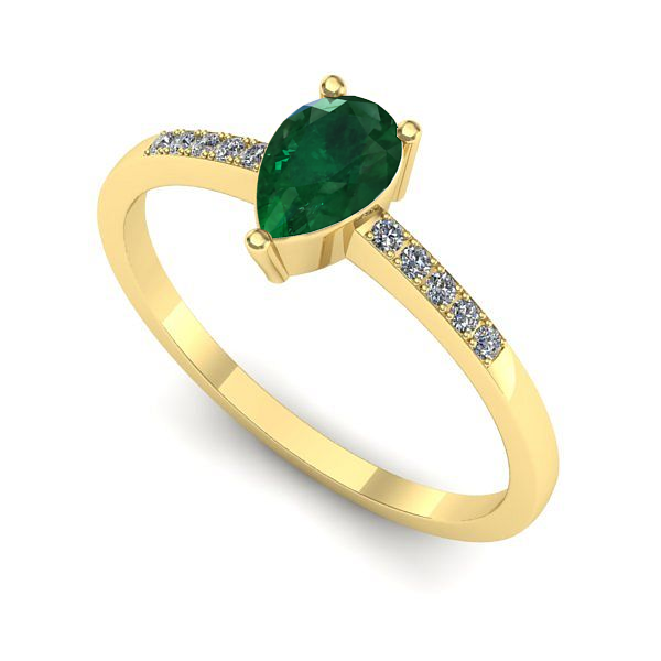 Inel logodna din aur galben cu smarald