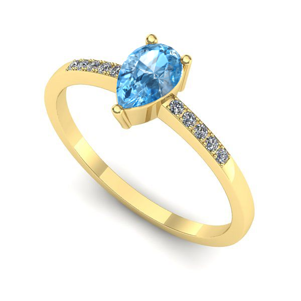 Inel din aur galben cu topaz blue