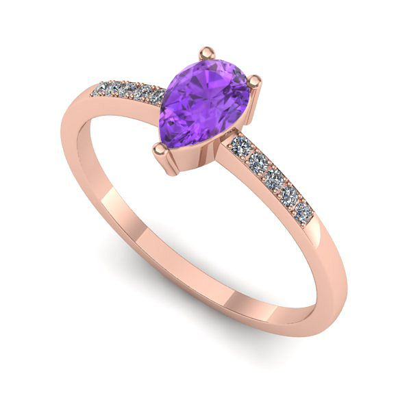 Inel din aur roz cu ametist