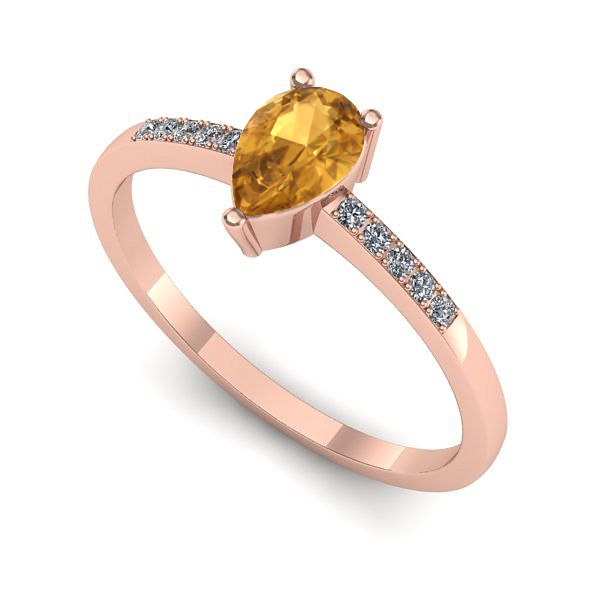 Inel logodna din aur roz cu citrin