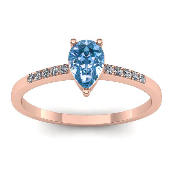 Inel de logodna cu diamant de laborator albastru lacrima